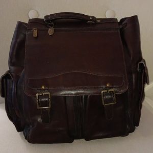 David King Classic Porthole leather briefcase backpack EUC